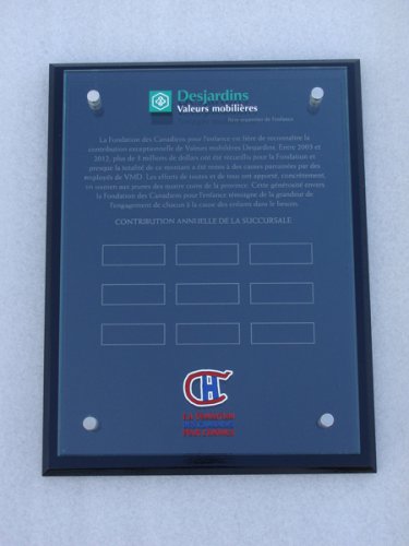 Plaque : Fondation des Canadiens
