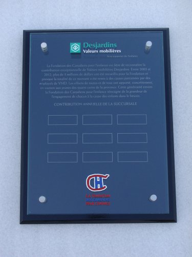 Plaque : Fondation des Canadiens